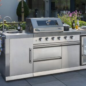 Norfolk Grills ABSOLUTE PRO Outdoor Kitchen 4 Burner Gas BBQ With Side Burner + Fridge and Sink