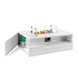 Happy Cocooning Aluminium Rectangular White Cocoon inc Burner and Glass Screen