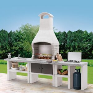 Palazzetti Marbella Outdoor BBQ Kitchen with twin Gas Hob and Sink in Anthracite