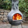 Extra-large Iguana Mex chimenea in grey inc stand and lid