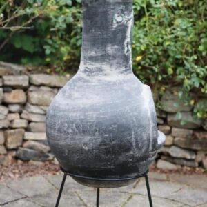 Extra-large Iguana Mex chimenea in grey inc stand and lid